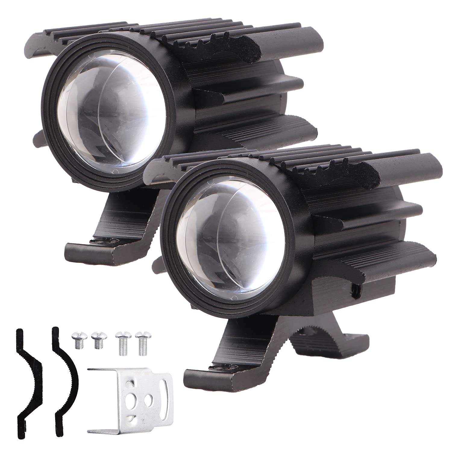 AllExtreme EXT30F2 LED Fog Light Spot Beam 20W Projector Lens Heavy Duty Waterproof Driving Lamp for Motorcycle Bike Car SUV (2 Pcs, Yellow & White)
