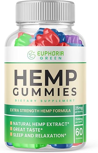Euphoria Green Gummies - Fórmula oficial - Gomitas de cáñamo verde Euphoria, gomitas verdes Euforia con extracto de cáñamo, gran sabor, gomitas