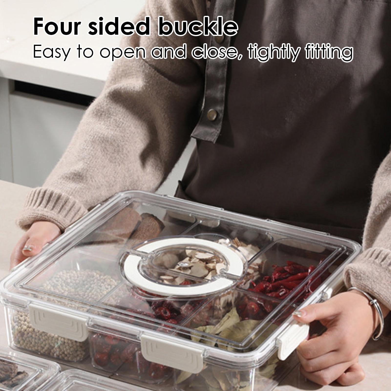 Boîte à goûter, plateau de service divisé avec couvercle | Organisateur de