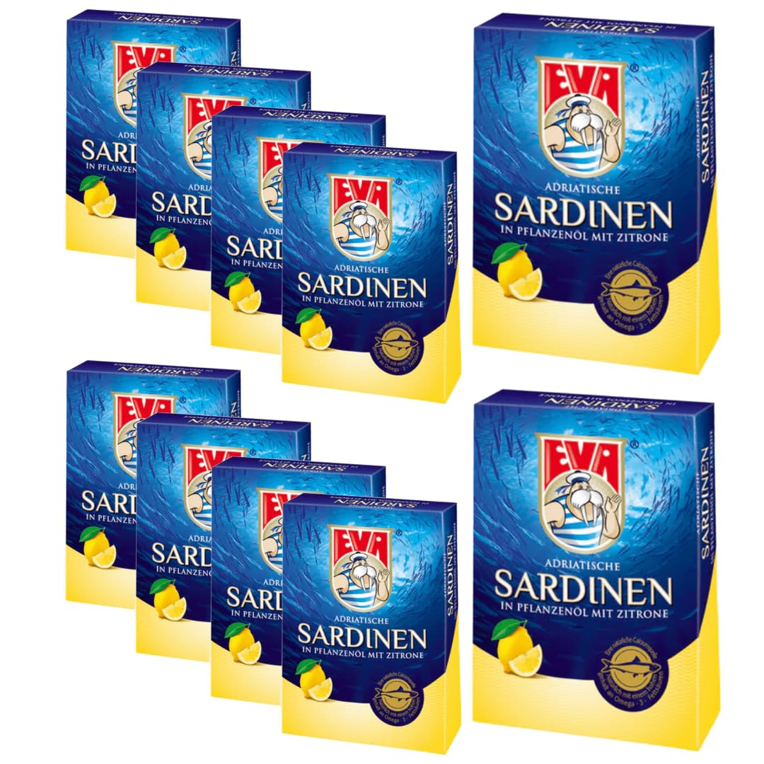 EVA Adriatische Sardinen mit Zitrone 100 Gramm Konserve x 10 Konserve