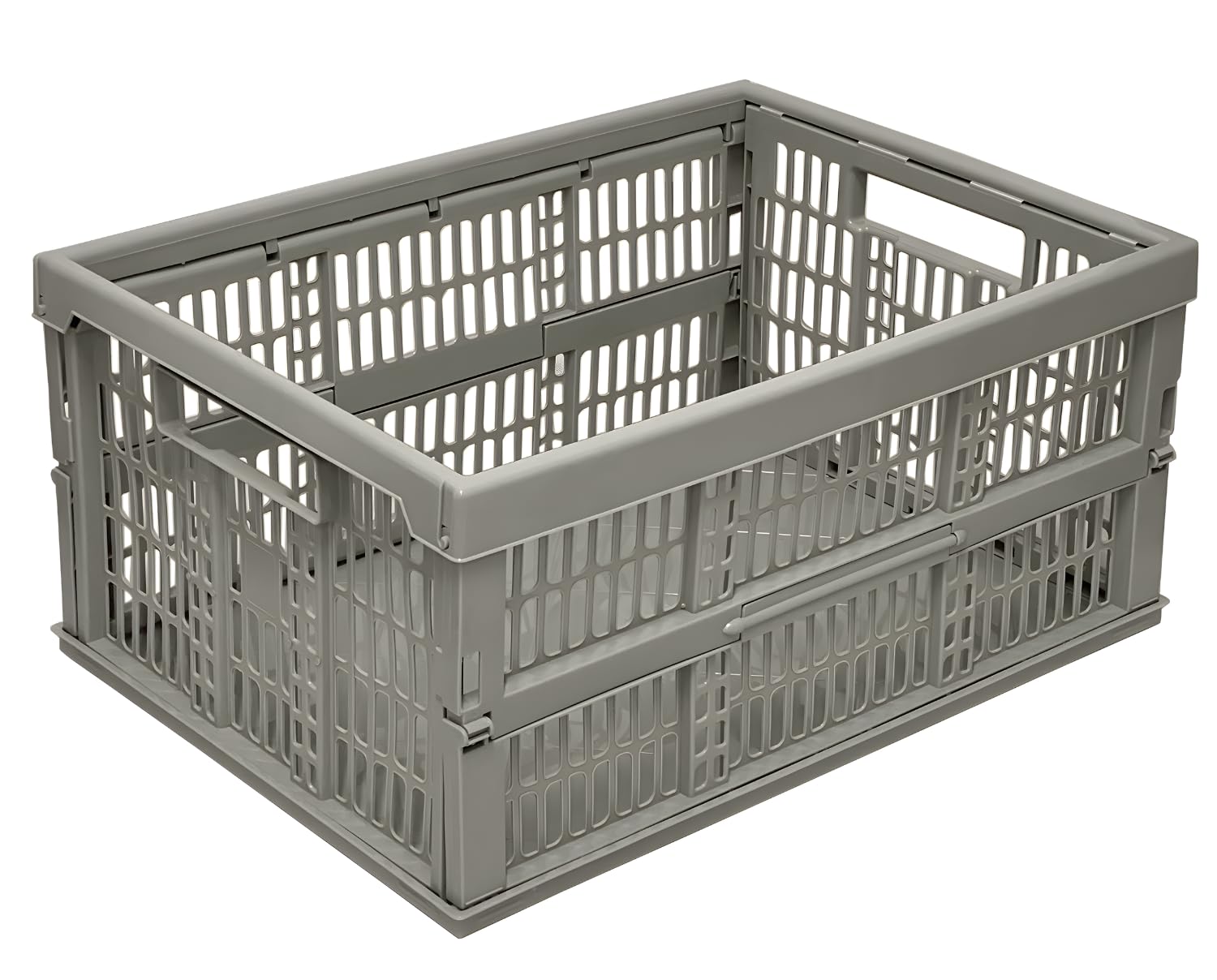Vr7 Grey Folding Storage Crates With Handles Stackable Plastic Storage Baskets For Home Kitchen Collapsible Storage Boxes