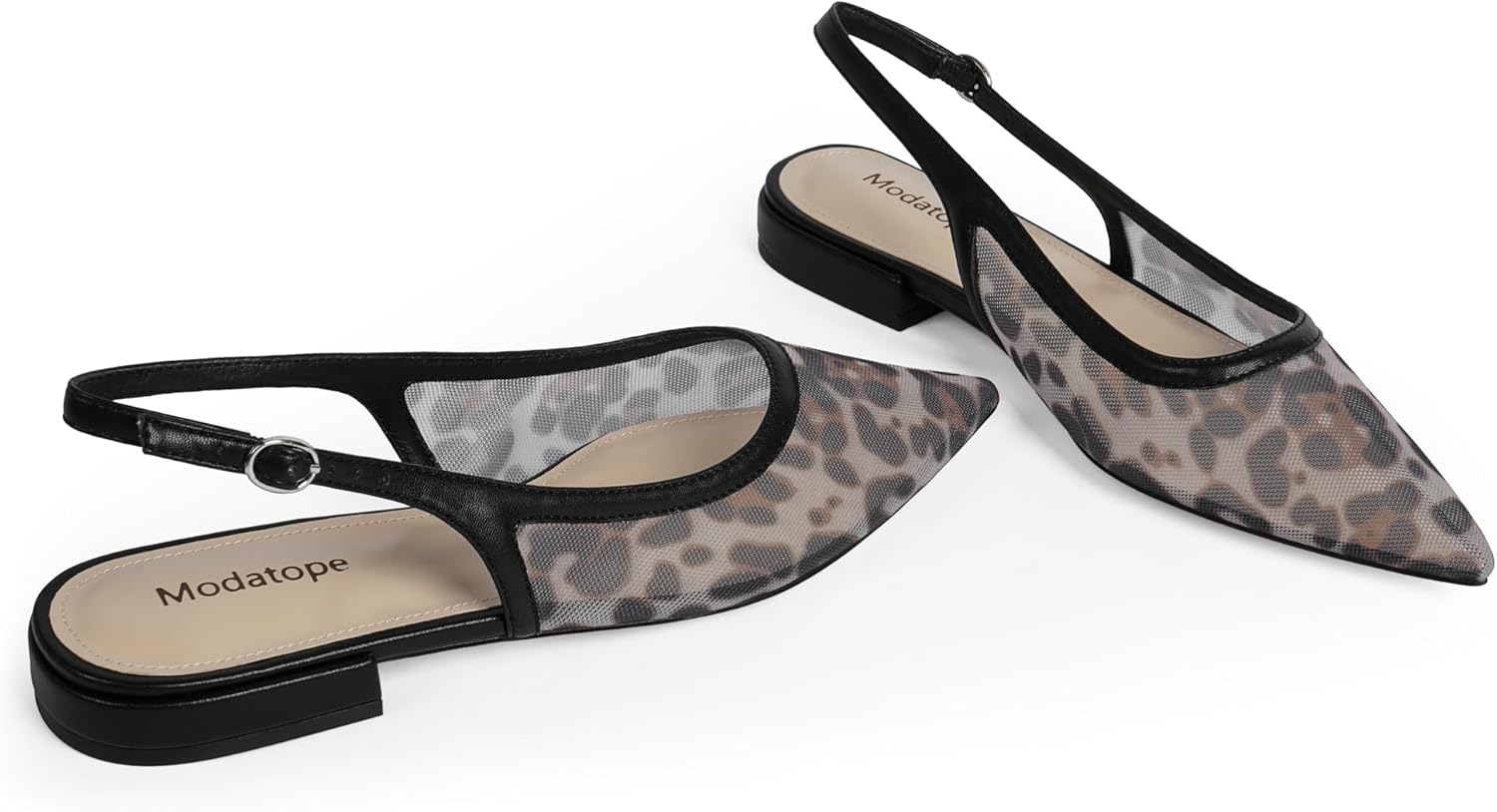 Modatope Slingback Flats for Women Pointed Toe Ballet Flats Classic Low Heel Sandals Dress Shoes - Image 5