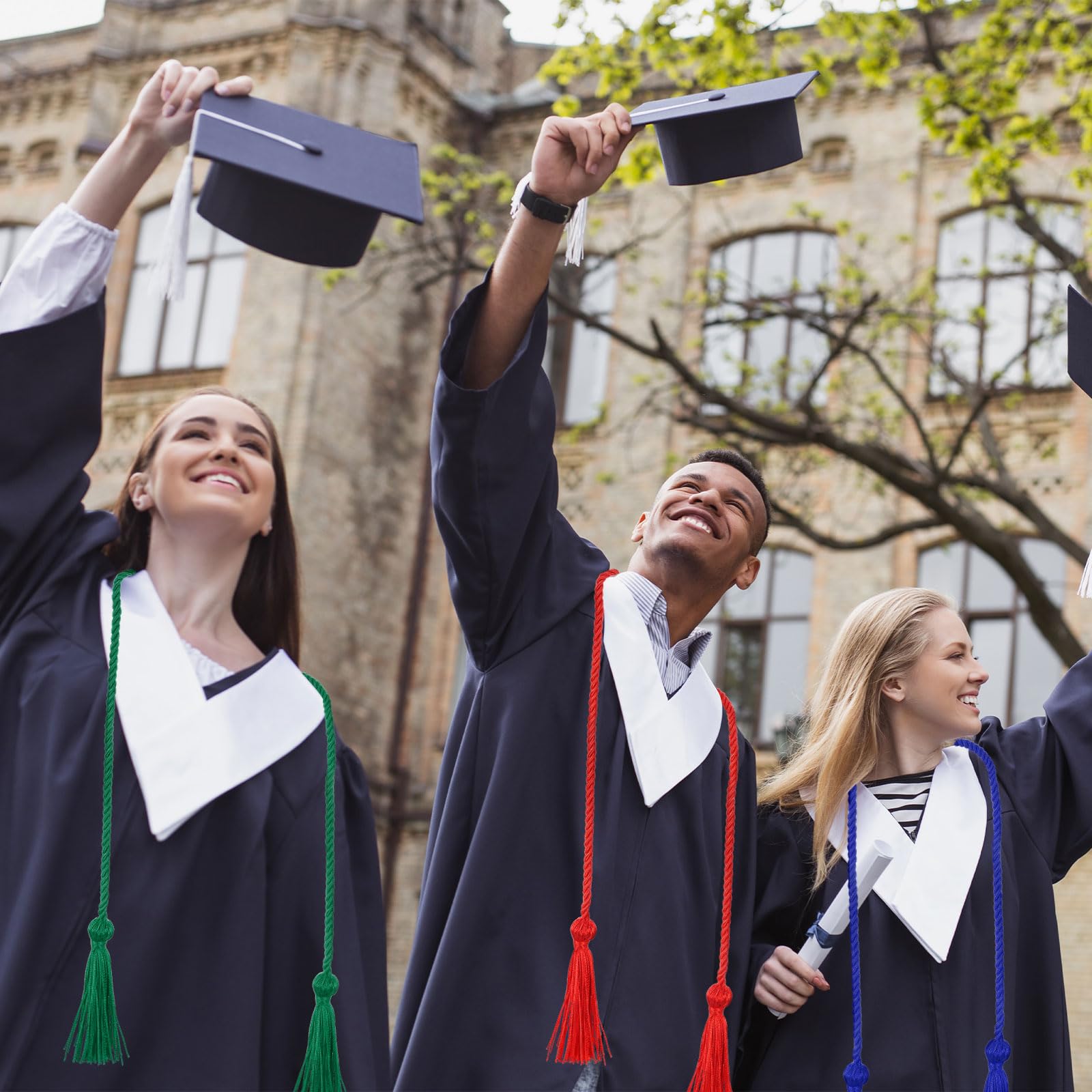 QUARKZMAN 4 Cordoni di Laurea, Cordoni d'Onore con Nappa, Cordone d'Onore 2025 con Nappa, Cordoni Intrecciati per Toga da Laurea, Rosa