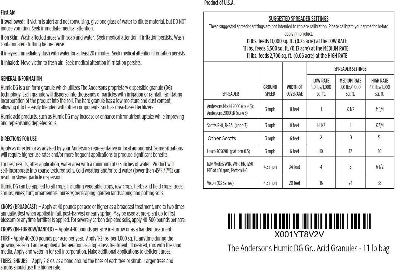 The Andersons Humic DG Organic Soil Amendment - Covers up to 10,000 sq ft (11 lb)