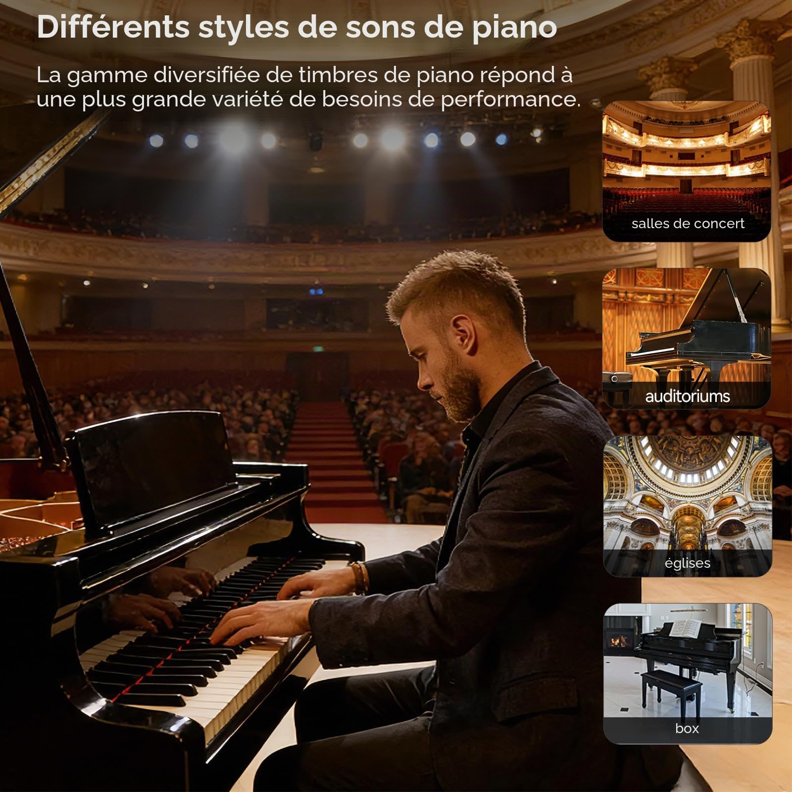 TERENCE V70 Piano numérique pliable 88 touches lourdes Piano électrique avec 4 haut-parleurs 20W*2+5W*2 Clavier piano avec Bluetooth Casque inclus –préparation aux examens de piano,noir