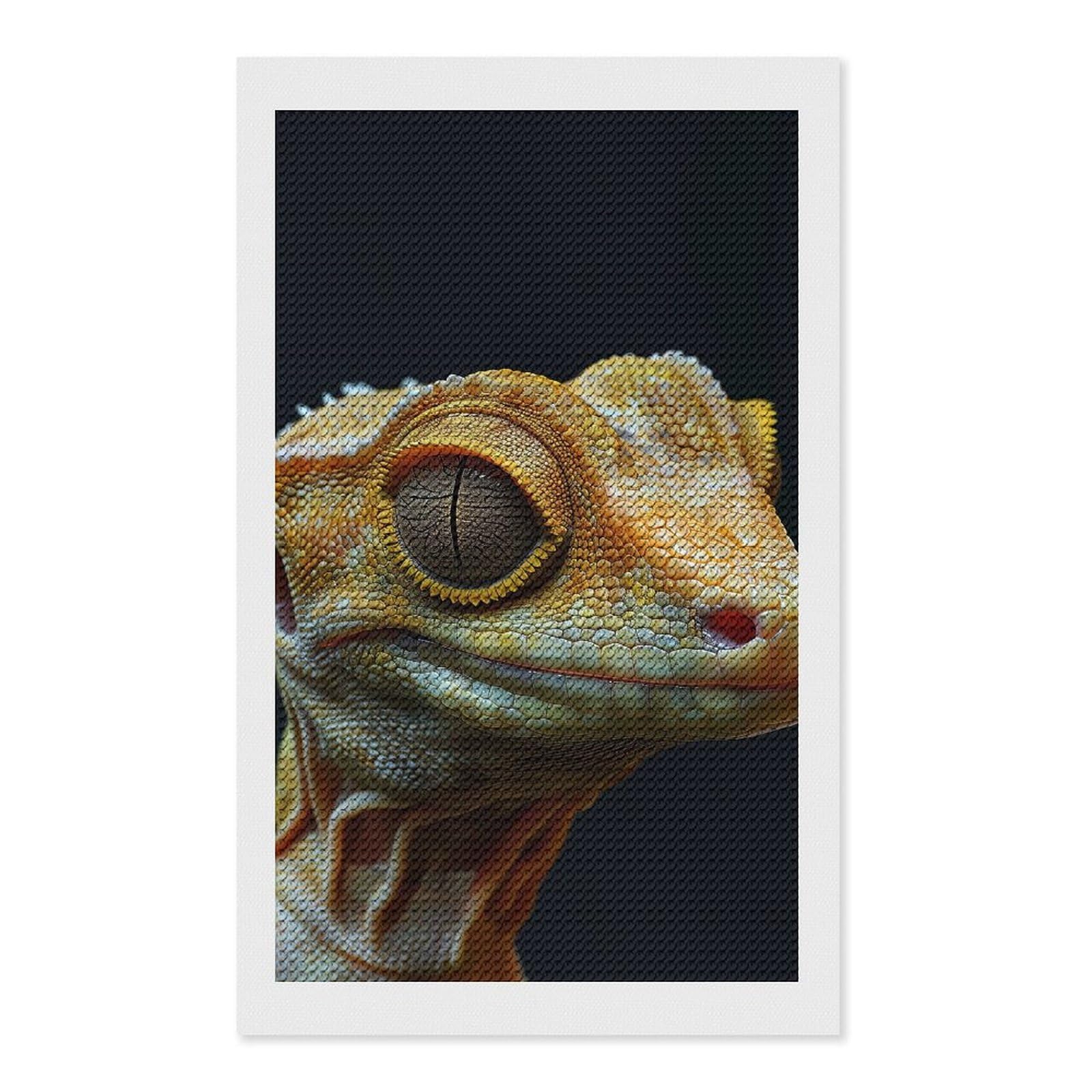 Junmoney Crested Gecko Diamond Painting Canvas Kit 12"x20", Relaxing DIY, Modern Decor, Aesthetic Room Decor, Home Wall Art, Wall Art Gift