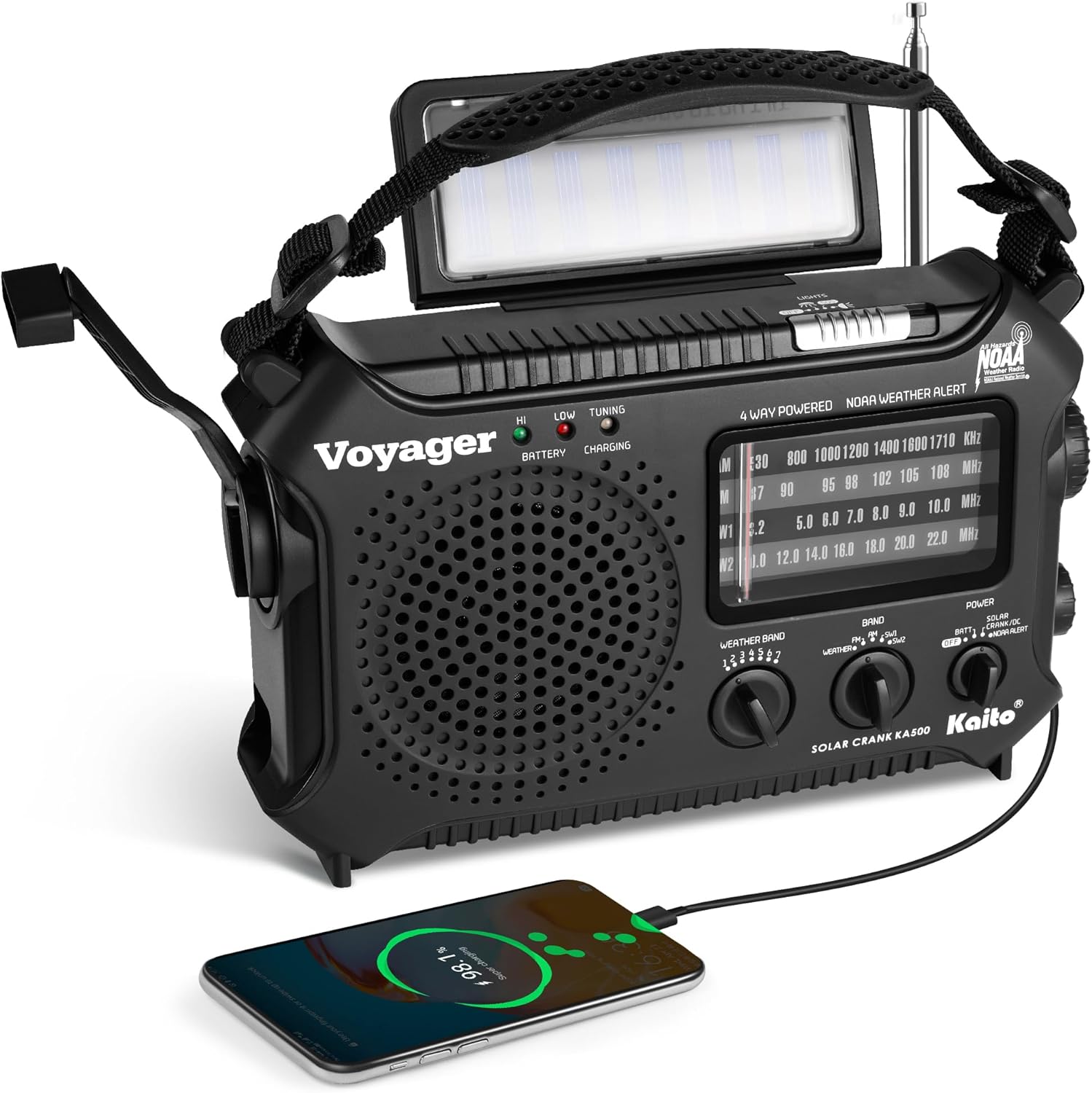 Kaito KA500 5-way Powered Emergency AM/FM/SW NOAA Weather Alert Radio with Solar