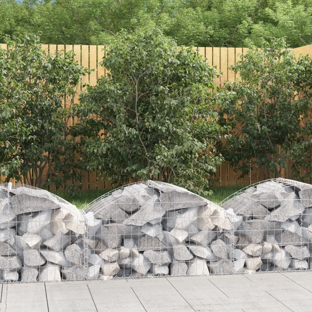 Gavión con arco alto, hierro galvanizado, 100 x 50 x 40/60 cm, pared de gaviones robusta, barrera decorativa de jardín, resistente a la intemperie, ideal como bancal, macetero, jardinera para balcón y