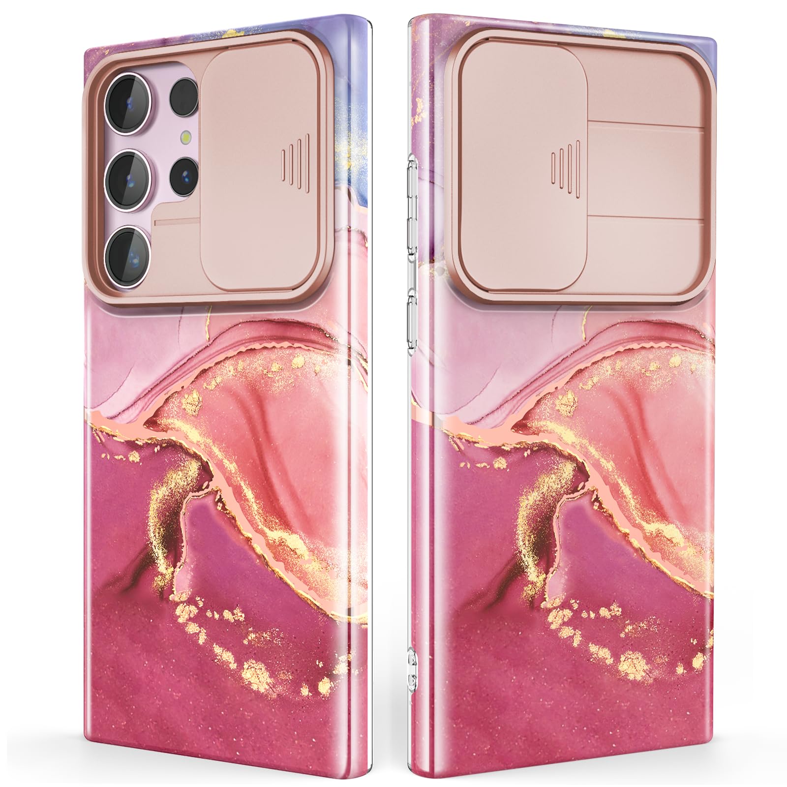 Chvelop for Samsung Galaxy S23 Ultra Case with Slide Camera Cover, Samsung S23 Ultra Case Shockproof Slim Thin Lightweight, Chic Glossy Fade-Resistant