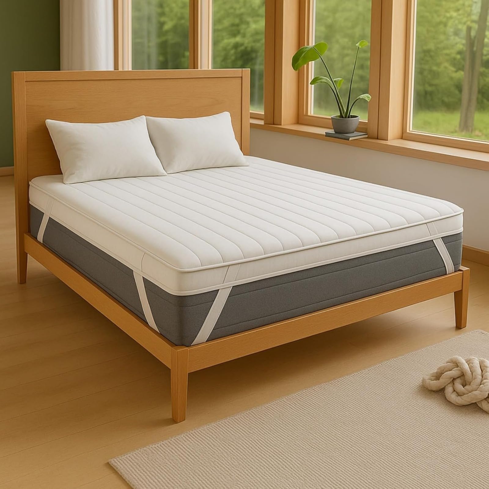 4AS Supersoft Mattress Topper Kingsize Bed - Hypoallergenic & Breathable 4CM Microfiber Fi...