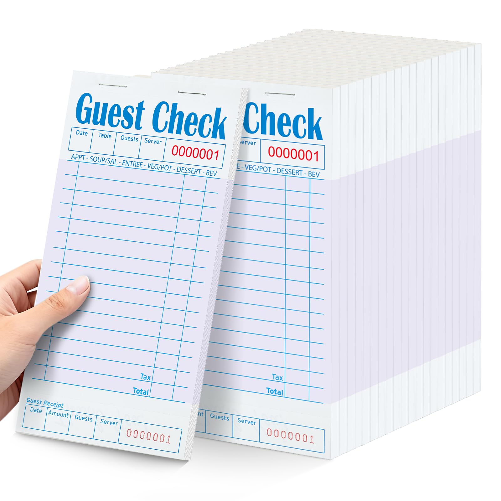 Photo 1 of 20 Pack/1000 Tickets Guest Checks Books for Servers, Purple Server Books for Waitress, Server Note Pads for Restaurants