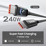 etguuds 240W USB C to USB C Cable 10ft, 2 Pack Long USBC to USBC Cord, Type C Charger Cable Fast Charging for iPhone 17 16 15 Series MacBook iPad Samsung, for 240W 140W 100W 60W 45W 30W USB-C Device