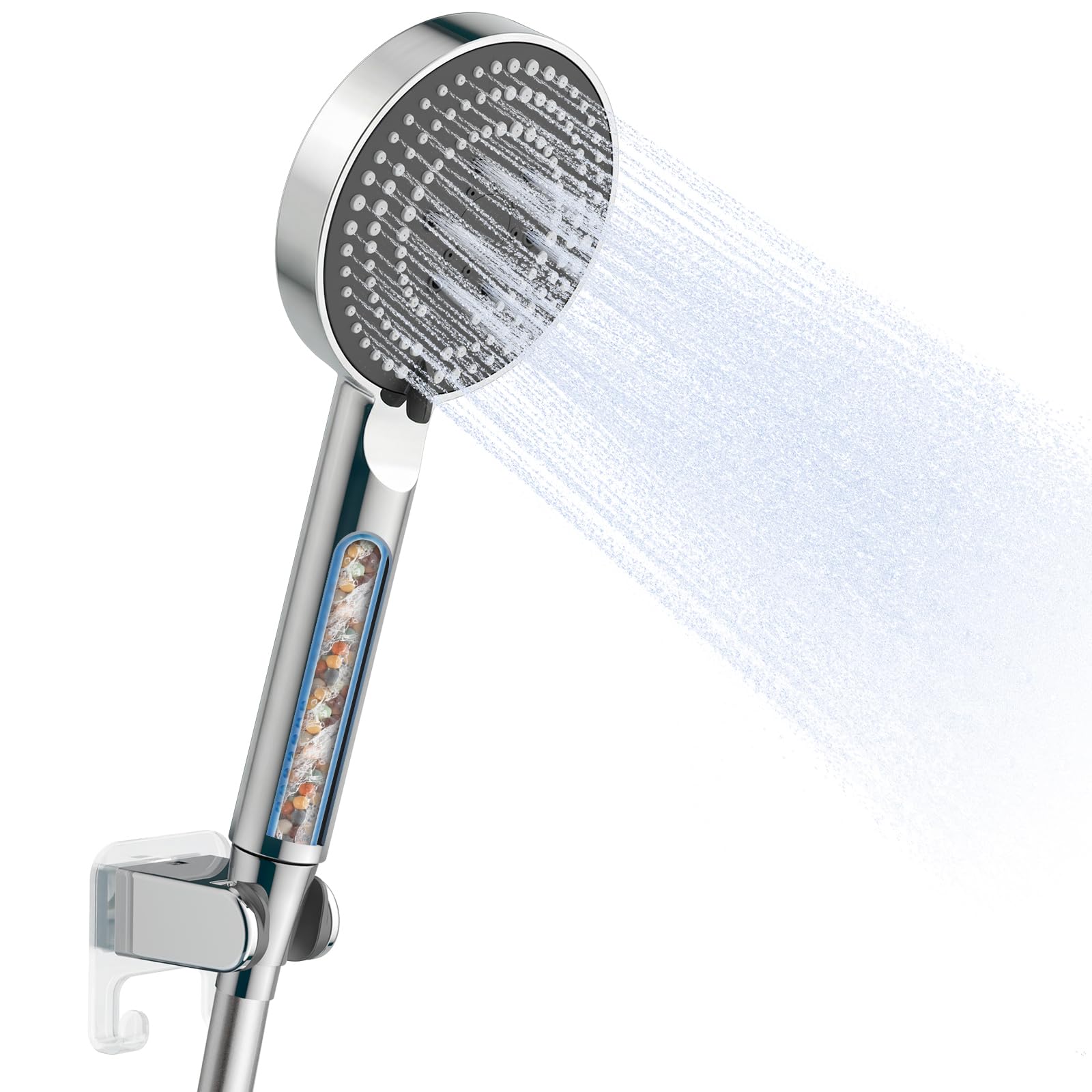 OFFO Alcachofa Ducha con Manguera de 1.6 m, Alcachofa de Ducha con Filtro Antical, Cabezal Ducha Alta Presion con 6 Modos de Chorro, Shower Head Filtración Múltiple, Fácil de Limpiar, Cromo — view 13