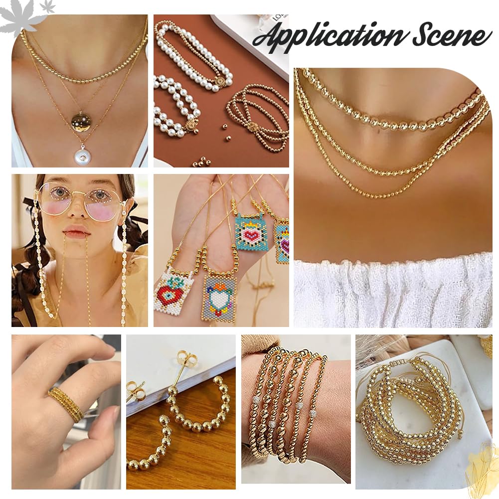 PH PandaHall 500 stuks 18K vergulde kralen 3 mm langdurige ronde kralen gladde spacer kraal mini naadloze ballen kralen voor zomer Hawaii stapelbare ketting, armband, oorbel maken