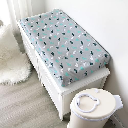 Miniatura 7 de Funda para cambiador para niños y niñas, paquete de 2, cómoda y transpirable para cambiadores de 32 x 16 pulgadas, funda para cambiador de pañales,