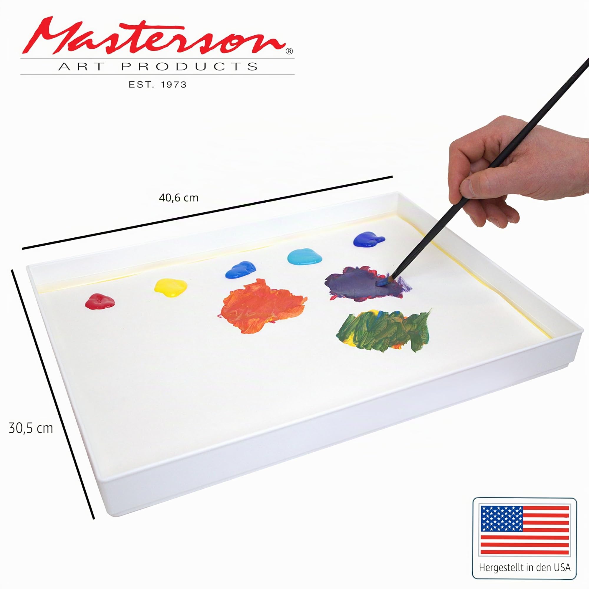 Masterson Künstlerpalette, Luftdichte, Hält Farbe Tagelang Frisch, 30,5 x 40,6 cm, Kunststoff, Weiß/Rot, Praktisch: Luftdicht, Made in USA, Weiß/Opulenter Garten