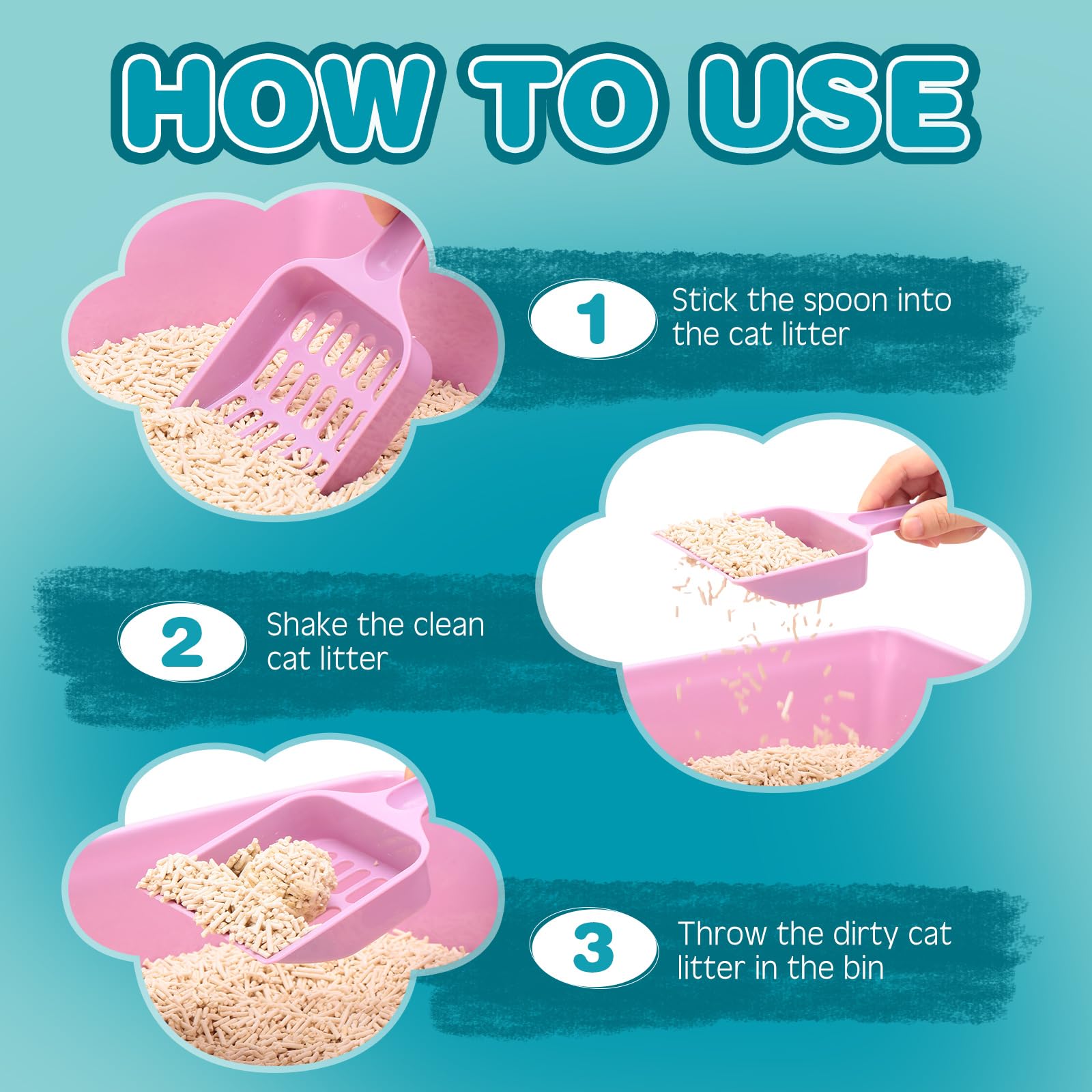 Hsei 16 Pcs Cat Litter Box Open Kitten Litter Box Plastic Kitty Litter Box Small Litter Pan Cat Litter Tray with 16 Scooper for Indoor Pets Cats Rabbit, Assorted Color, 14.57 x 10.63 x 2.76 Inch