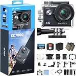 AKASO EK7000 4K30FPS 20MP WiFi Action Camera with EIS Ultra HD 131FT Waterproof Underwater Camera Remote Control 4X Zoom Support External Microphone Black with 128GB microSDXC U3 Memory Card