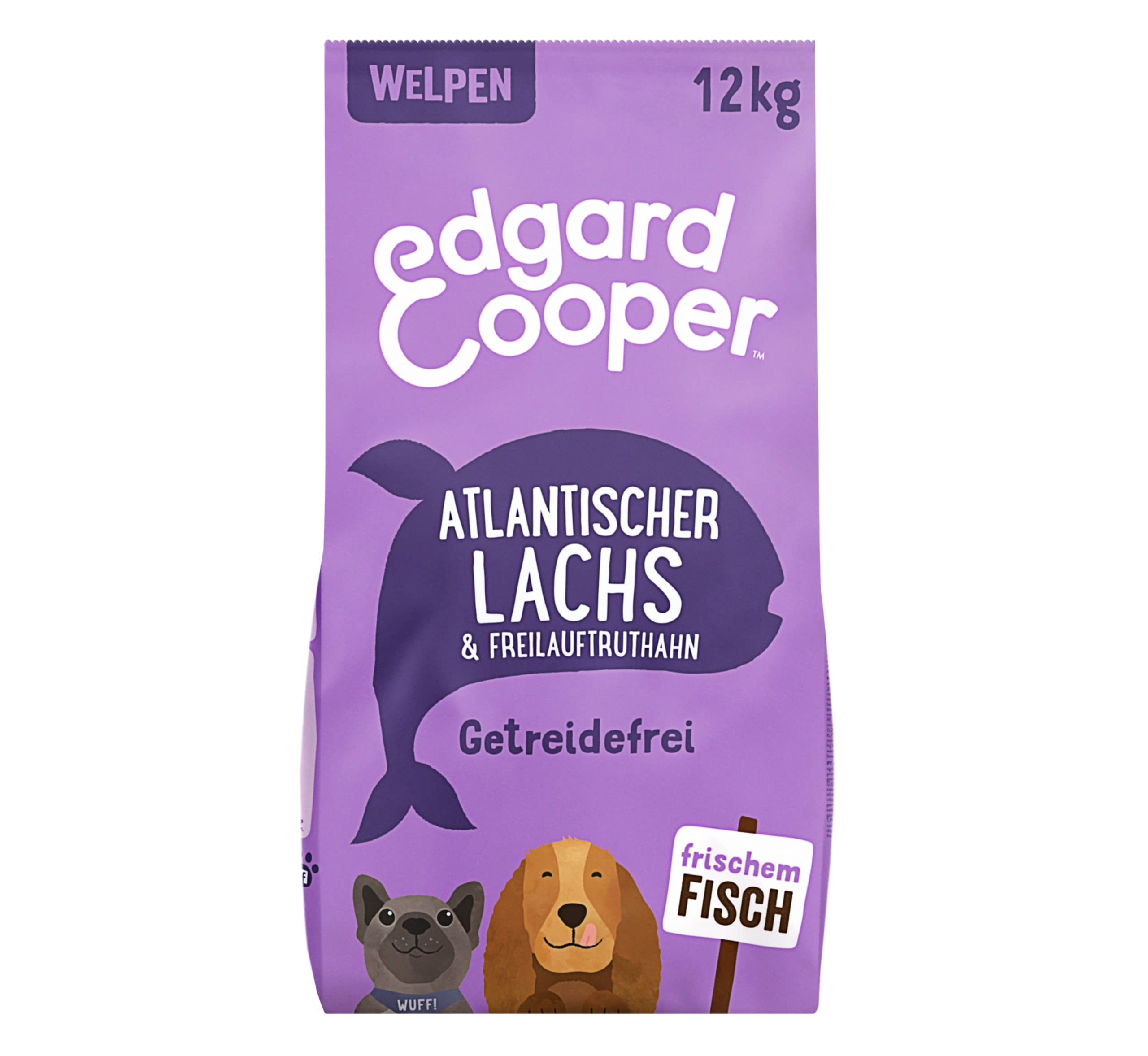 Edgard & Cooper Comida para perros Seca Sin Cereales Comida para cachorros Perro Perro Junior 12kg Salmón y pavo con mucha carne fresca, comida sabrosa y equilibrada