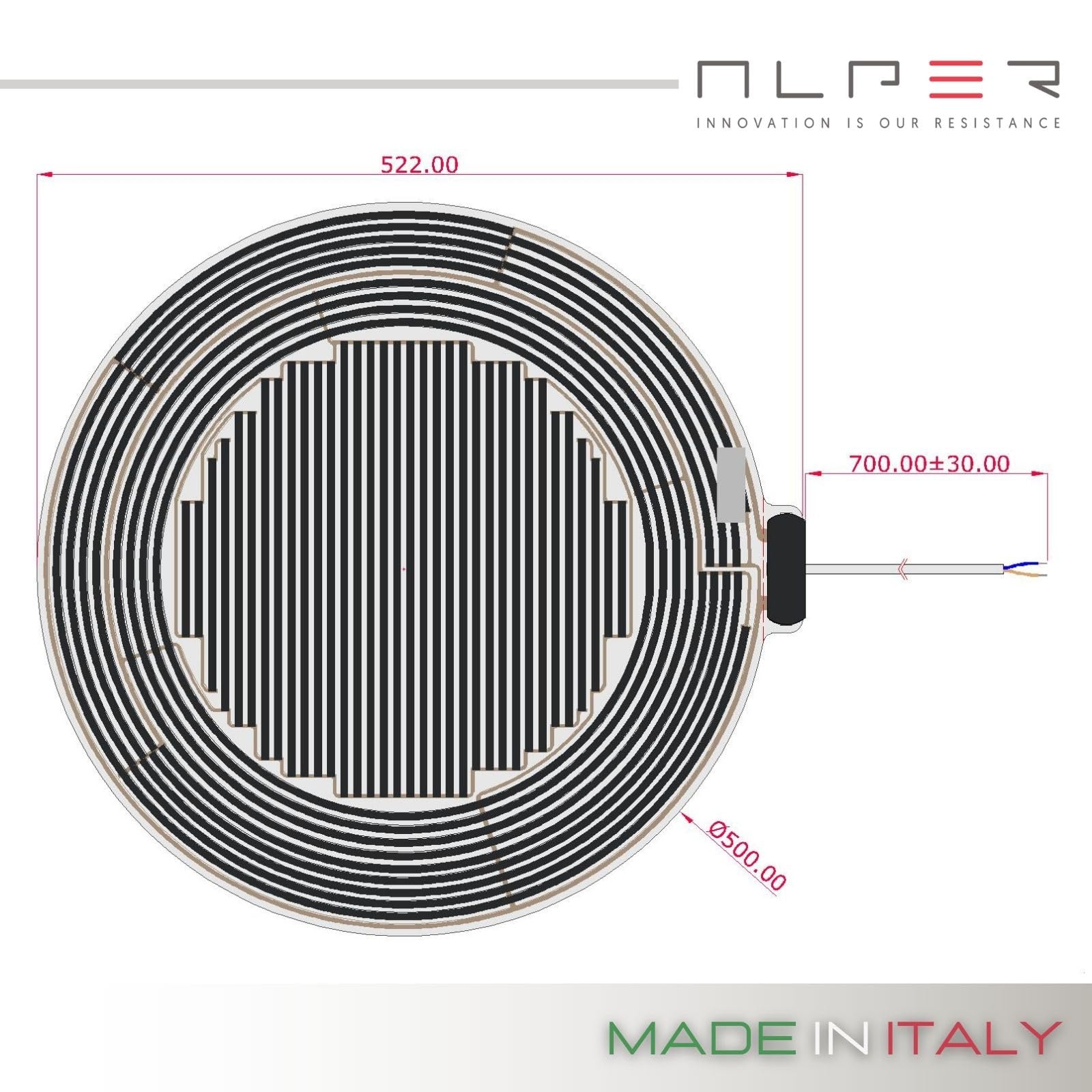 ALPER StopVapor Lamina antivaho espejo baño adhesivo redondo 50cm Placa Resistencia antivaho Calefactor espejo 40W 230V