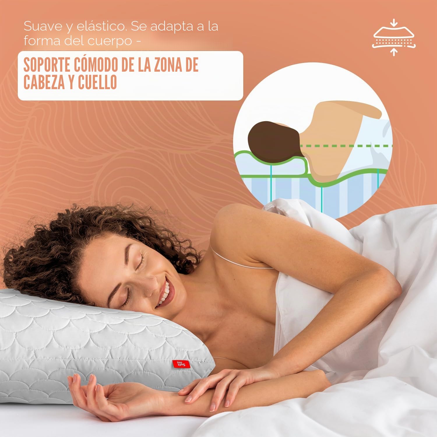 Almohada Acolchada Premium - Antialergénica - Antiácaros - Sin olores - Se Puede Utilizar Inmediatamente - Dureza Ajustada (Juego de 2 Almohadas 50x60 cm)