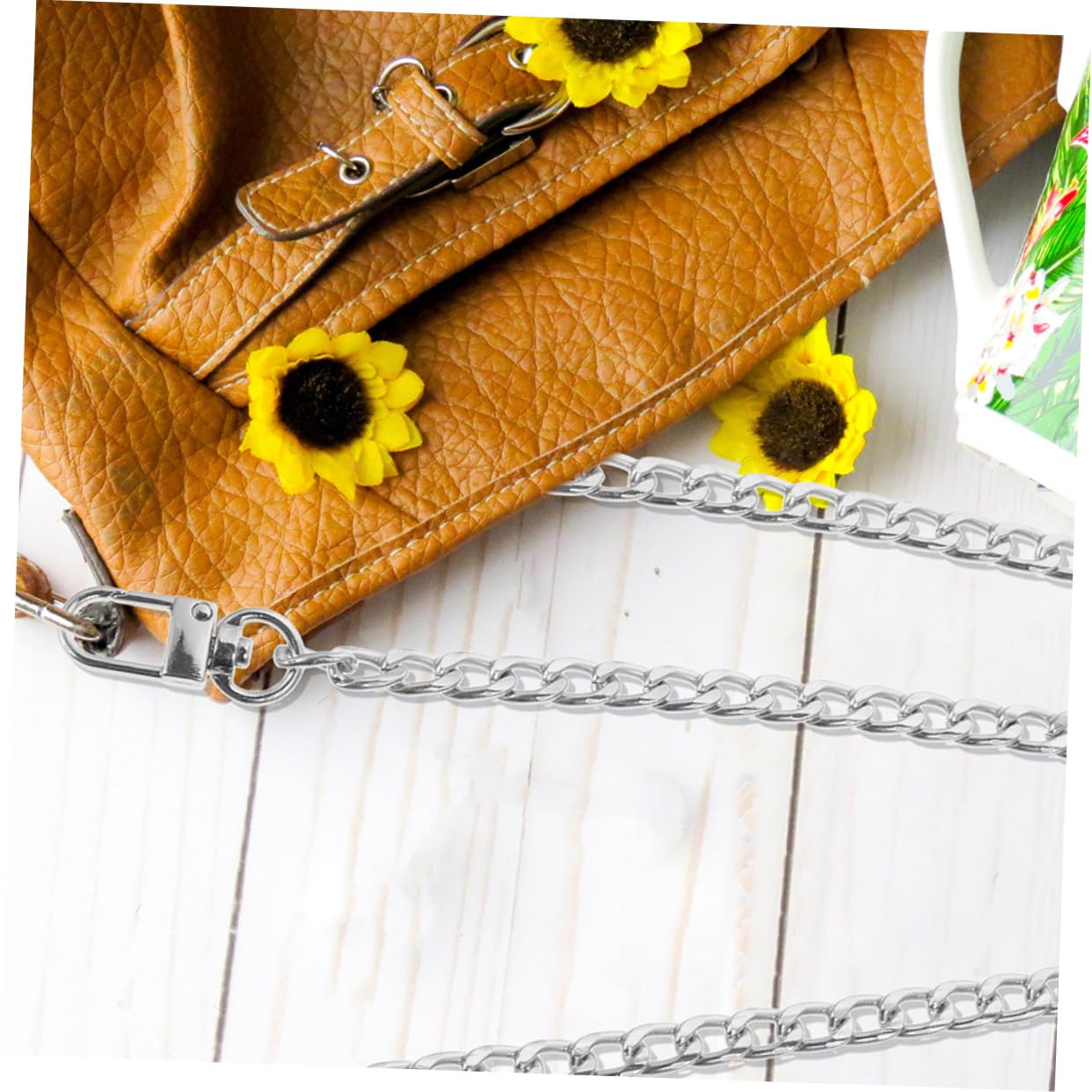 NOLITOY 8 Piezas Cadena de Reemplazo para Bolso, Cadena de Hierro Plana con Hebillas Metálicas, Compatible con Diferentes Estilos de Bolsos