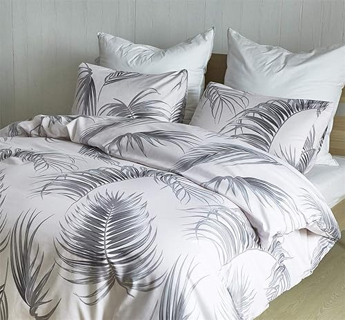 Miniatura 2 de Juego de funda de edredón tamaño individual, ultra suave, cómodo, transpirable, color rosa claro, juego de funda de edredón con hojas botánicas (no