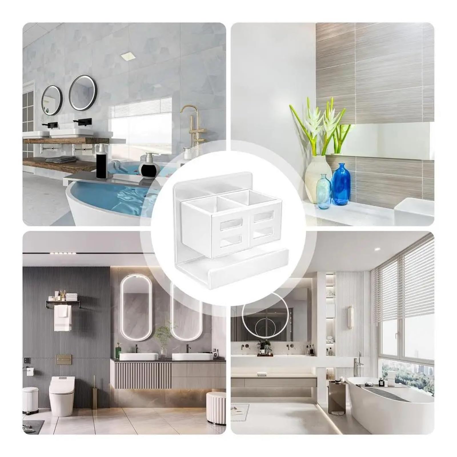 Scaffale angolare non perforato per bagno, bagno, lavabo doccia, montaggio a parete, mensola angolare (bianco)