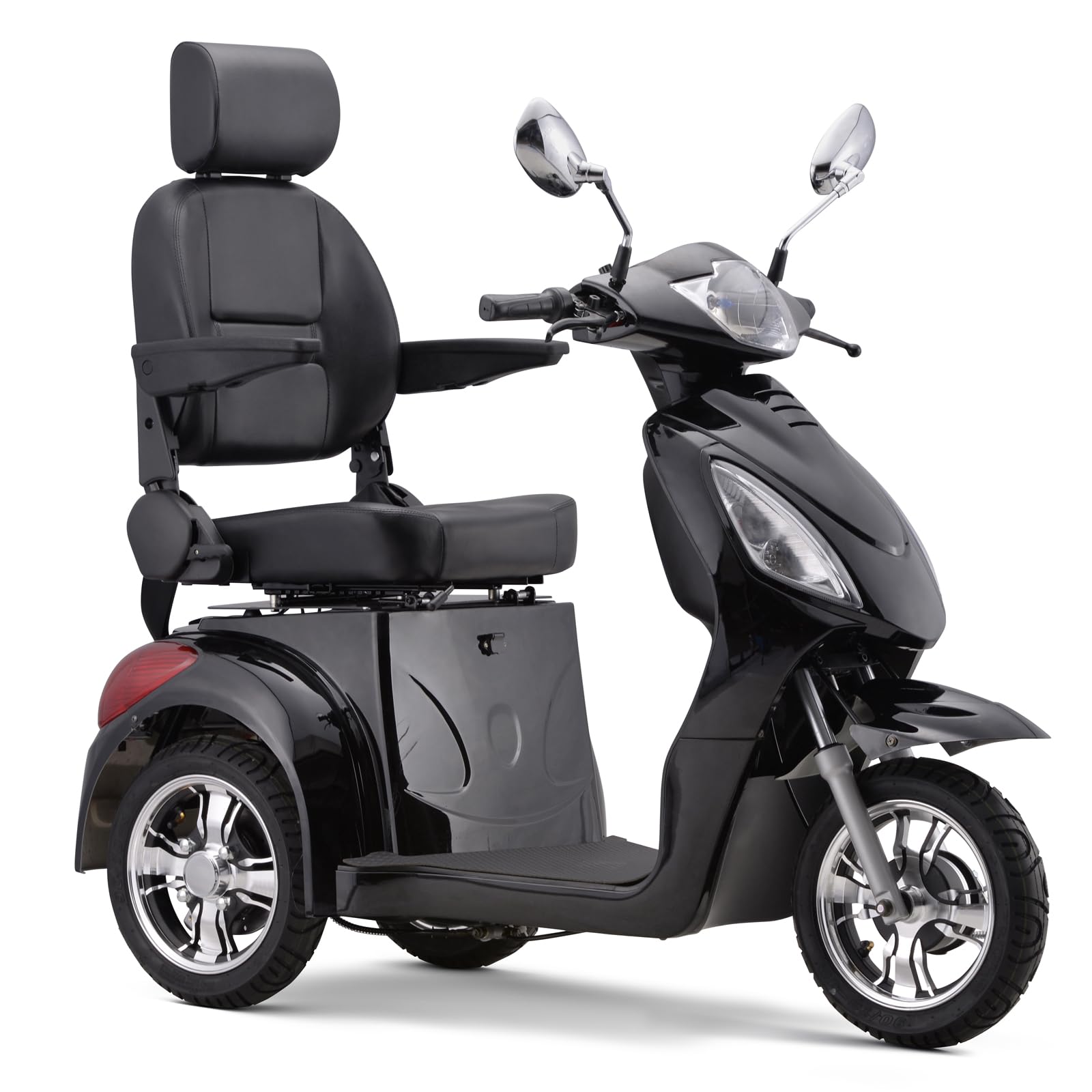 Electric Large 3 Wheel Mobility Scooters, Heavy Duty Wheelchair Device, 400 LBS Capacity for Seniors & Adults, Speed Adjust, Remote Key, Assembled in US, Receive Ready to Ride (Black)