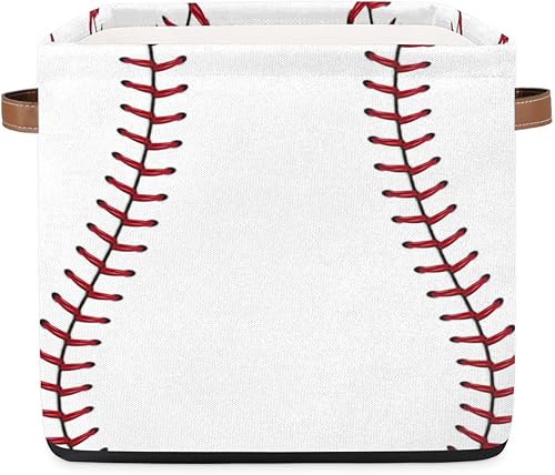 Cesta de almacenamiento cuadrada de béisbol, caja de almacenamiento plegable, cesta de ropa de 13 x 13 pulgadas, cubo grande con mango de piel disponible en Yaxa Colombia
