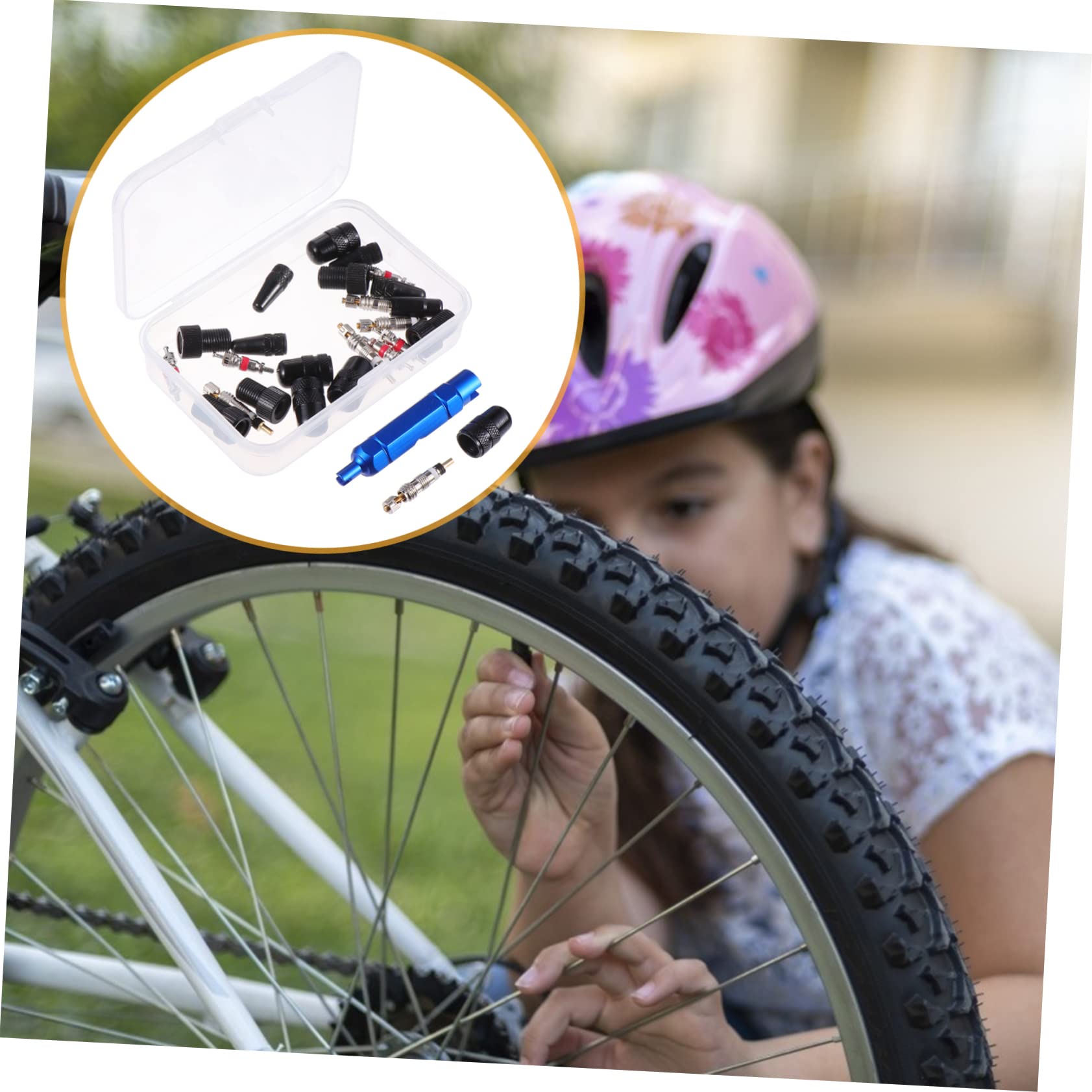 Abaodam Fahrrad Reparatur Werkzeug Luft Adapter für Fahrradventile Auto Ventilkernwerkzeug Entfernung Ändern Fahrradadapter Reifenkappe Stängel Kappen Aluminiumlegierung Schwarz