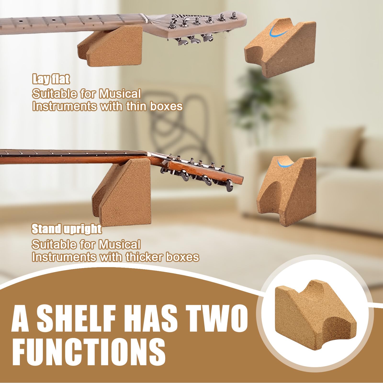 Supporto Per Collo Chitarra In Sughero - Per Manutenzione Corde, Adatto A Chitarra, Ukulele E Banjo