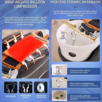 Electric Massage Bed, Massage Shampoo Bed Head Spa Equipment and SPA Shampoo Bed Includes Smart Full Body Massage,Water Cycle