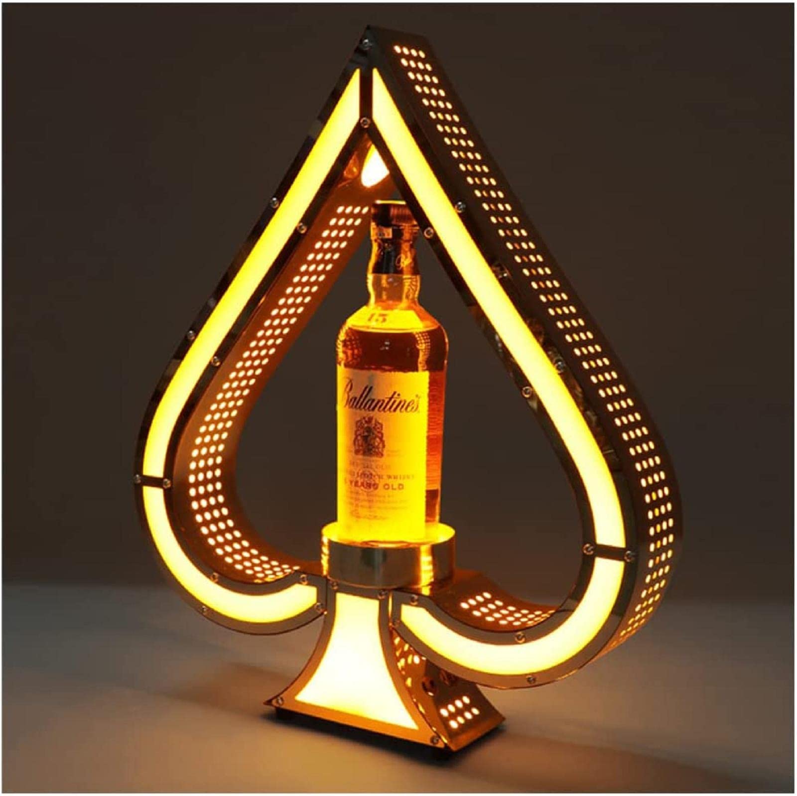 Espositore per bottiglie di champagne con luci a LED, con stelle filanti, perfetto per bar, hotel e discoteche, per feste private, elegante espositore per bottiglie di liquori, splendida decorazione a