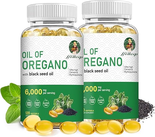 Miniatura 8 de Aceite de cápsulas blandas de orégano, aceite de orégano equilibrado con aceite de semilla negra, retiene carvacrol y timoquinona de alta