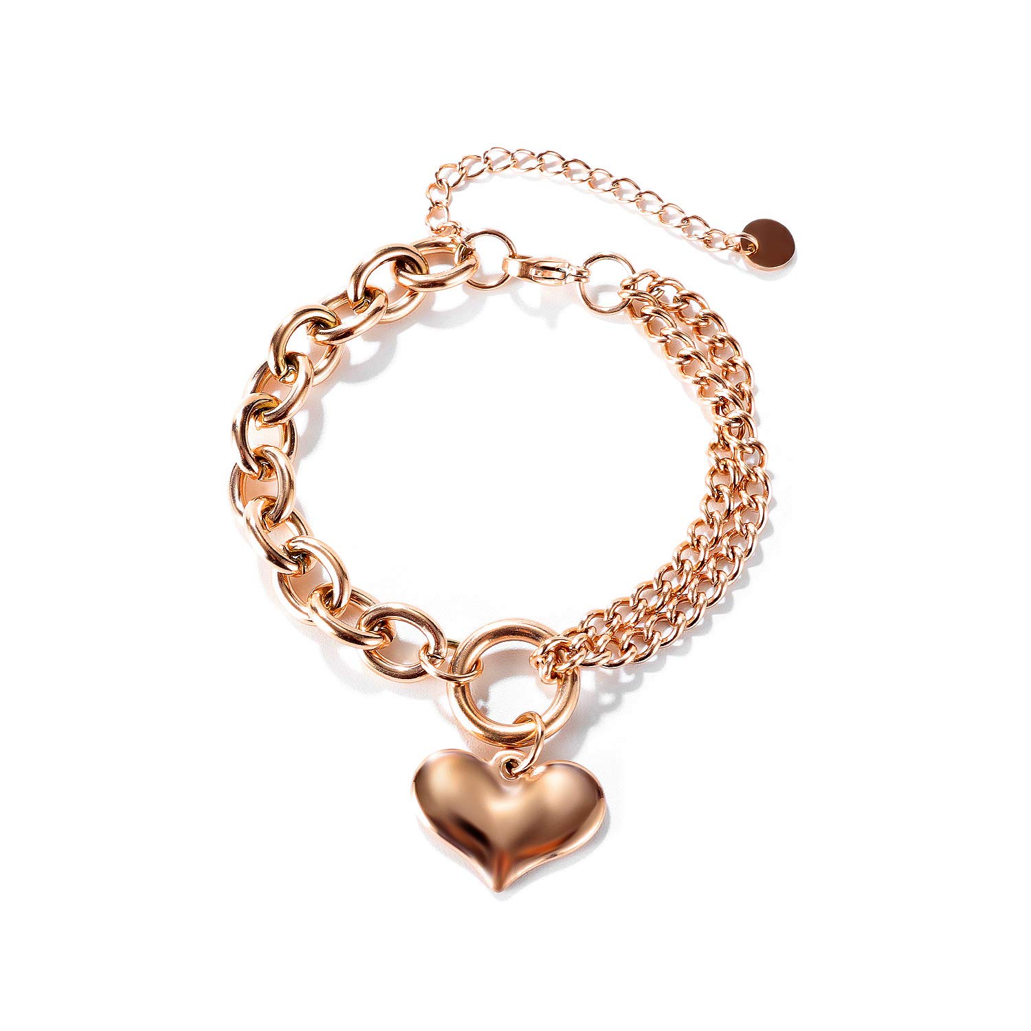 OSTANPulsera para mujer de acero inoxidable con colgante de corazón