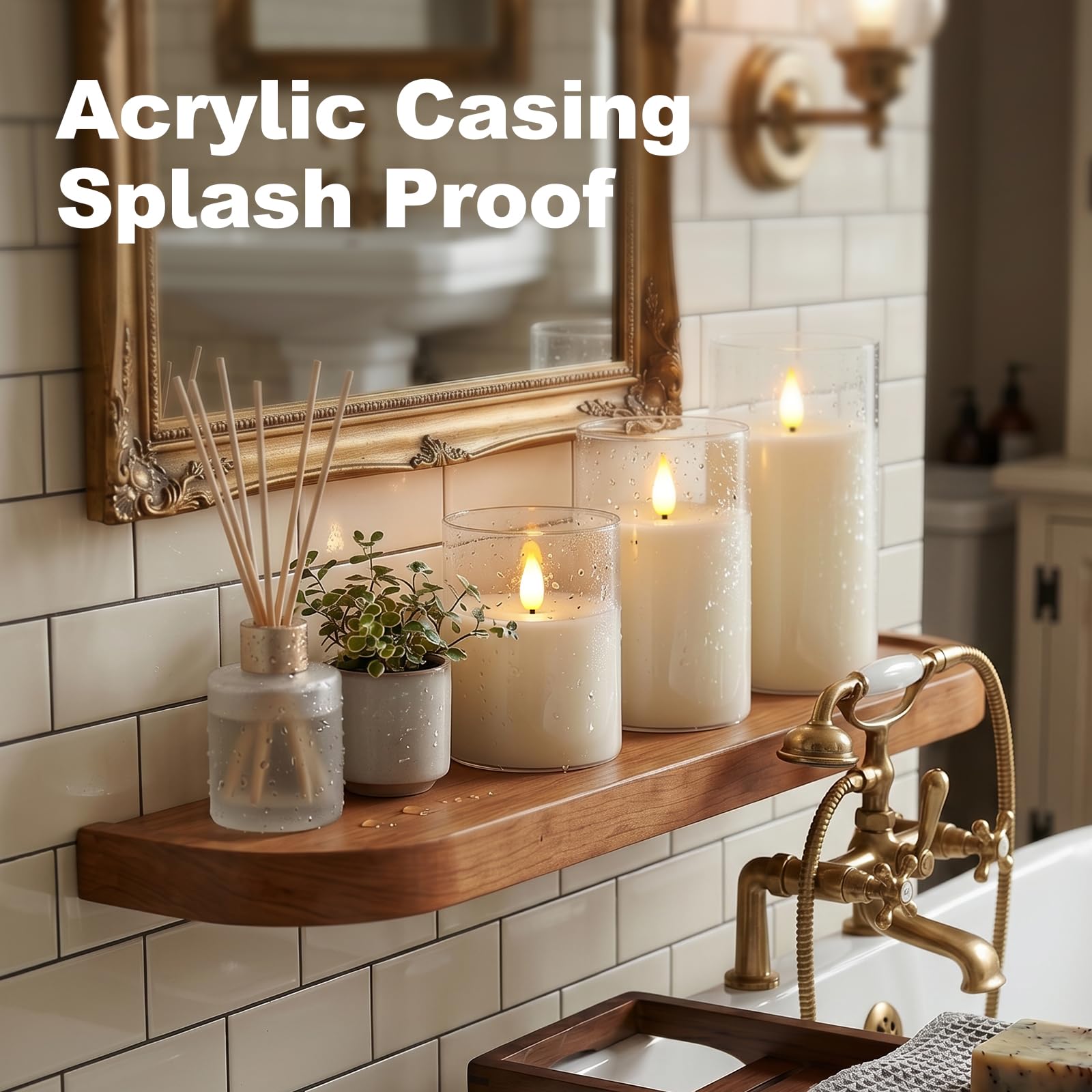 AMAGIC Candele senza fiamma tremolanti in acrilico bianco, candele a LED, candele a batteria, con telecomando e timer, candele elettriche finte, pilastro, decorazione per la casa, set di 3