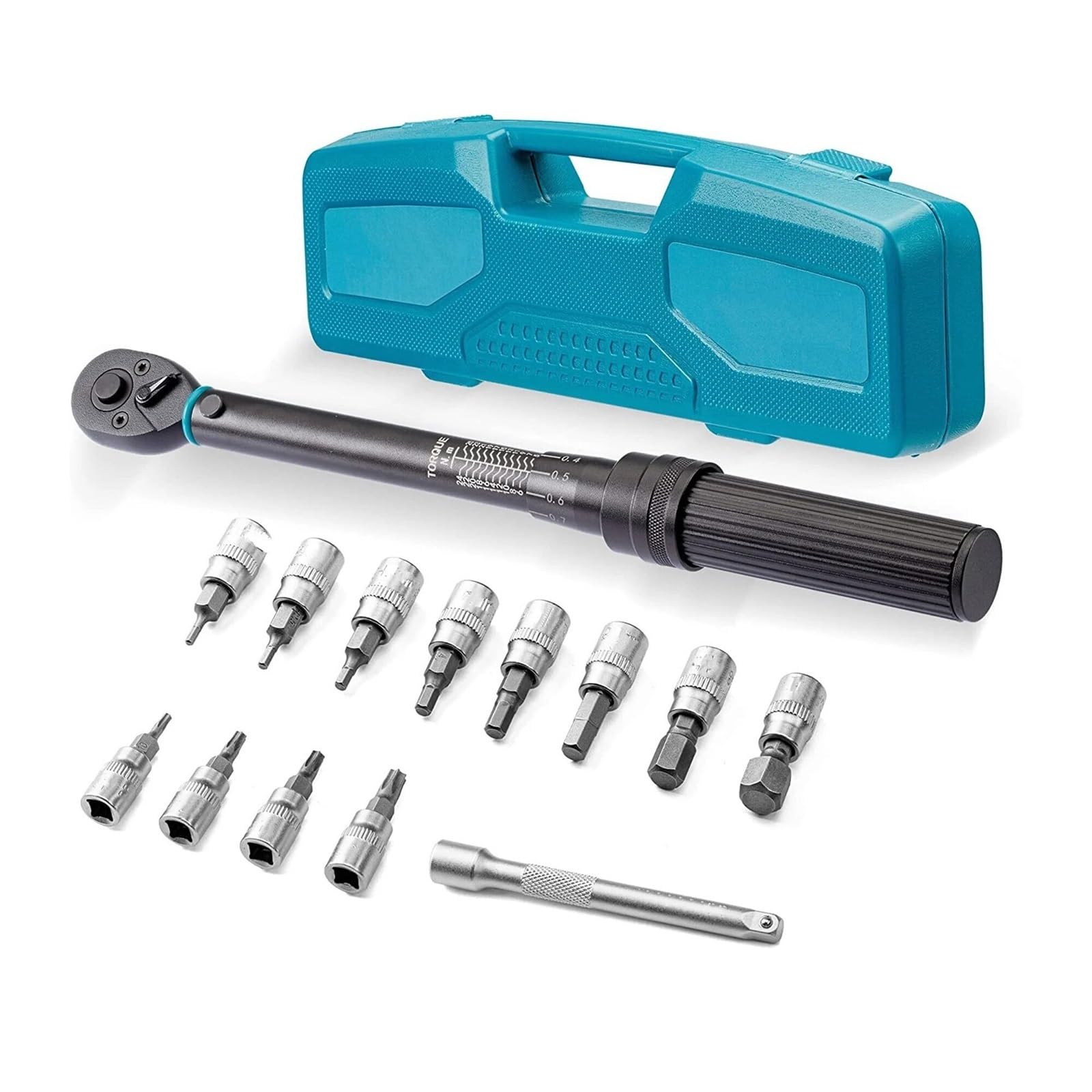 OLAQWENB Torque Wrenches Torque Wrench 1/4'', 5-25Nm, 0.1 Nm Micro, Drive Click Set, Hex,Star Bit Socket Precision Torque Wrench