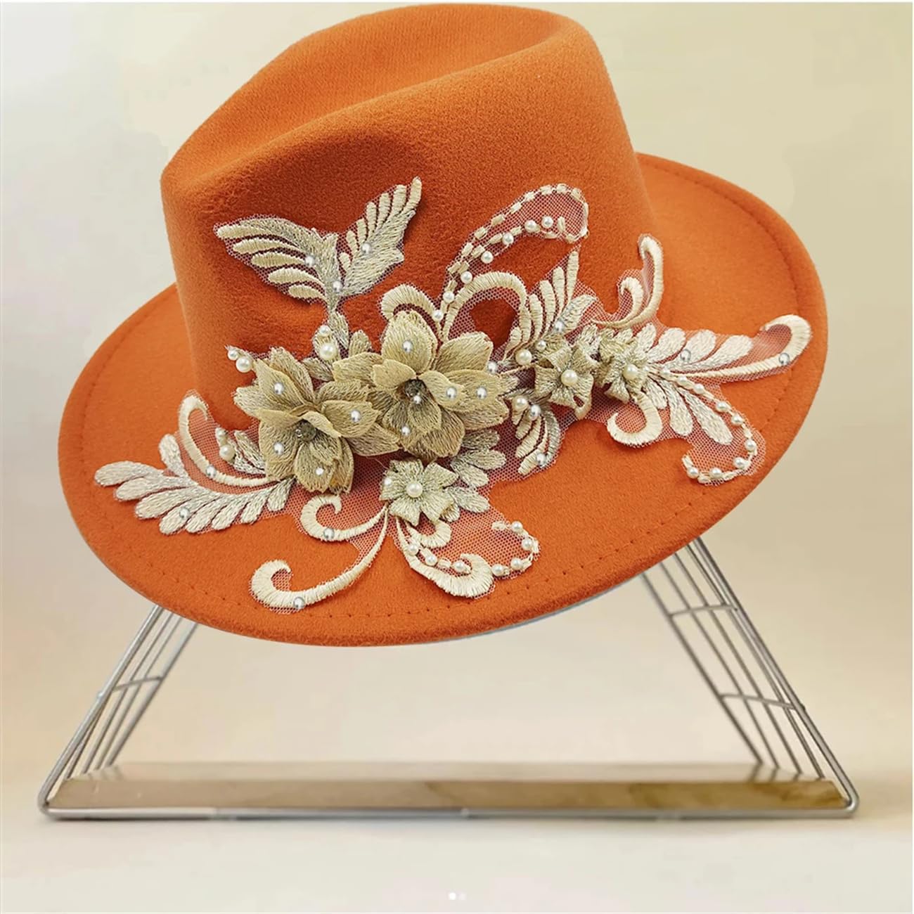 Francese Elegante Fiore Accessori Donna Wedding Hat Moda Fedora Panama Feltro Cap
