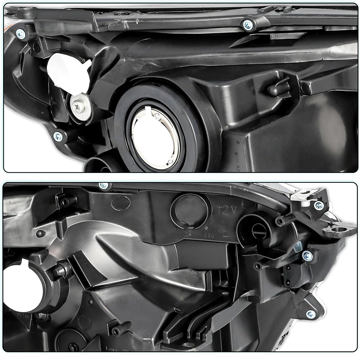 Headlight Assembly w/o LED fits For 2016 2017 2018 Toyota RAV4 16 17 18 Halogen Headlamp Left Driver and Right Passenger Side Black Housing with Amber Reflector
