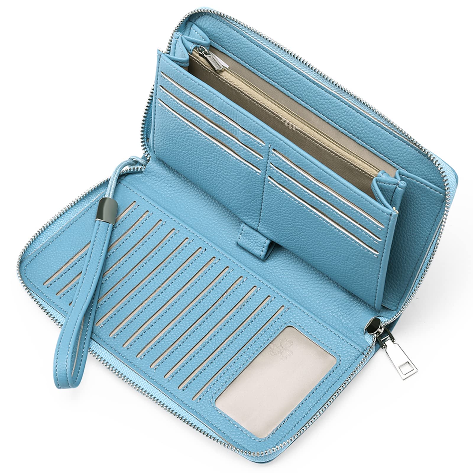GOIACII Womens Wallet RFID Blocking Leather Zip Around Wallet Large Capacity Long Purse Credit Card Clutch Wristlet | RFID Blocking, Zip Around, Large