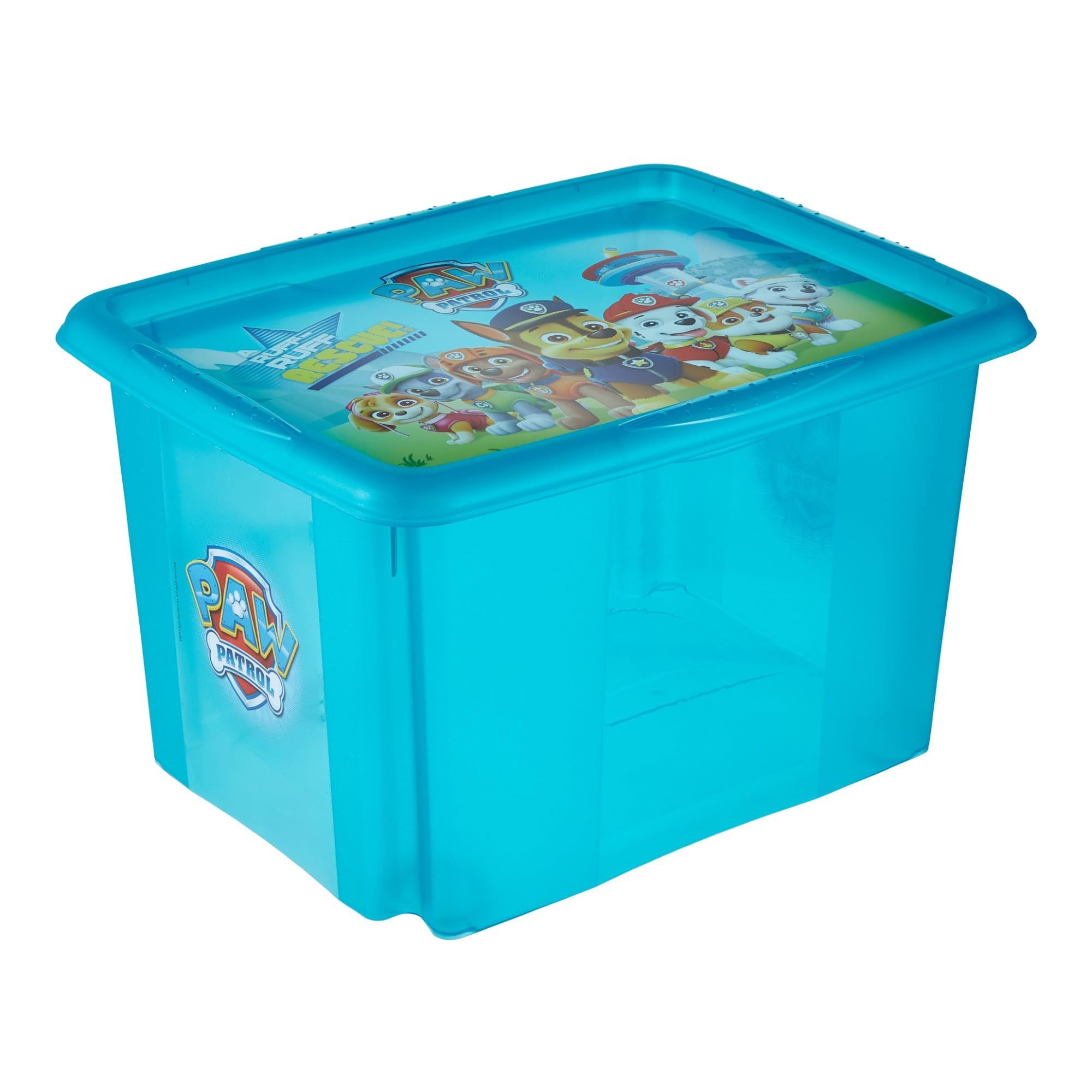 keeeper karolina 3x Paw Patrol Aufbewahrungsbox mit Deckel, Dreh- und stapelbar, Für Kinder, 30 l, Fresh Blue (Transparent)