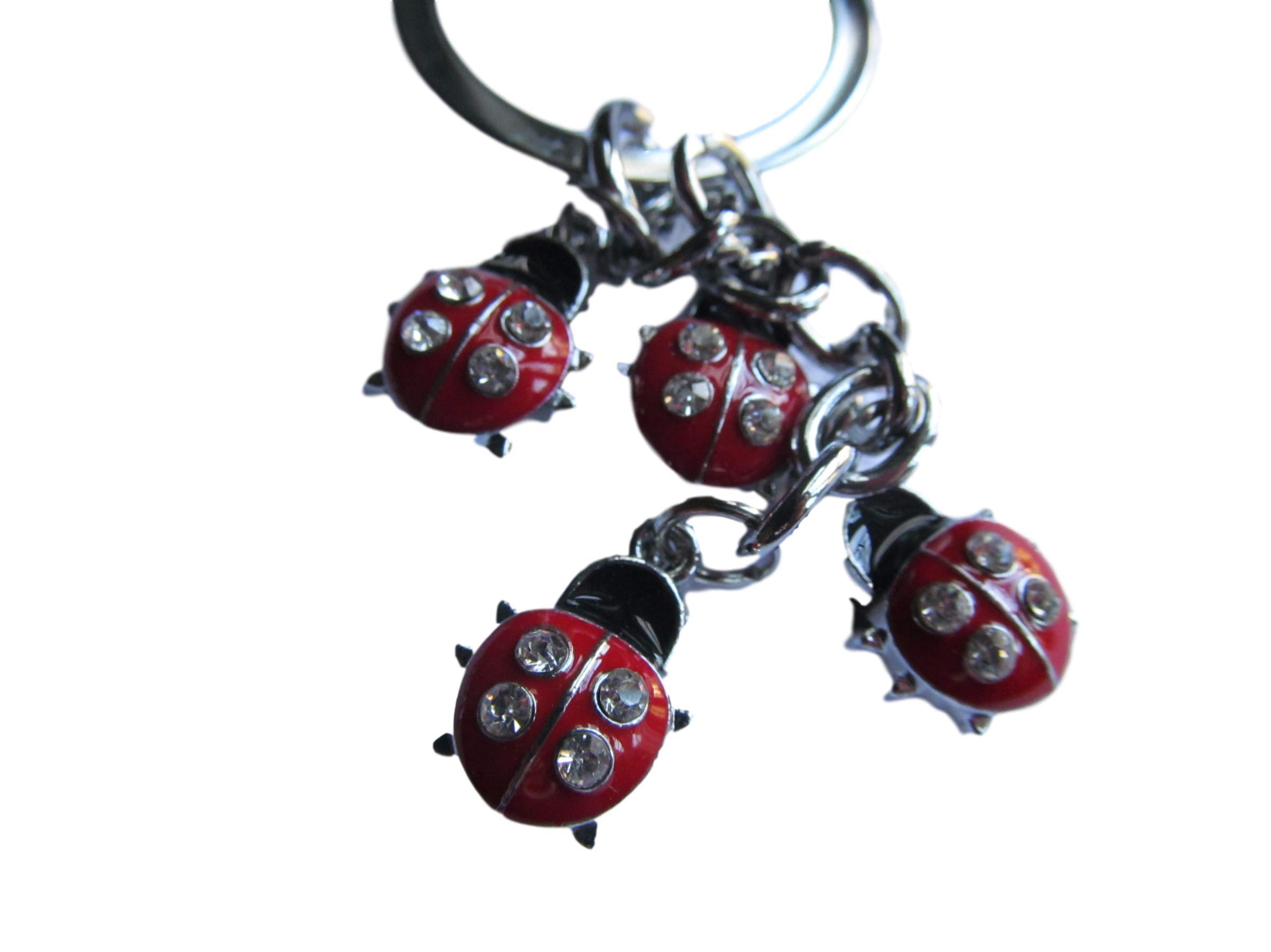 Fat-catz-copy-catz Red 4 piece ladybird insect with diamonte detailing keyring