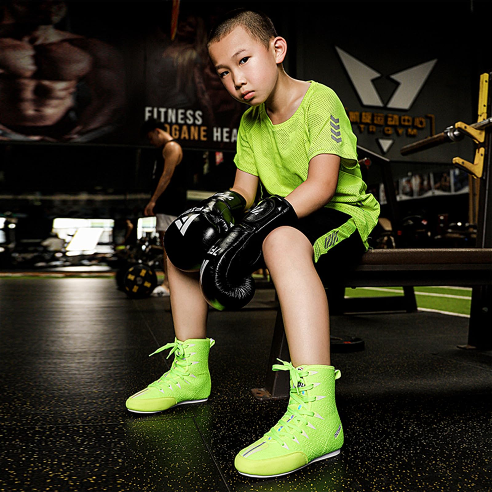 JiuQing Zapatos De Boxeo Niños Botas De Entrenamiento Físico para Interiores para Niños Y Niñas Transpirables Antideslizantes para Lucha Libre Sentadillas
