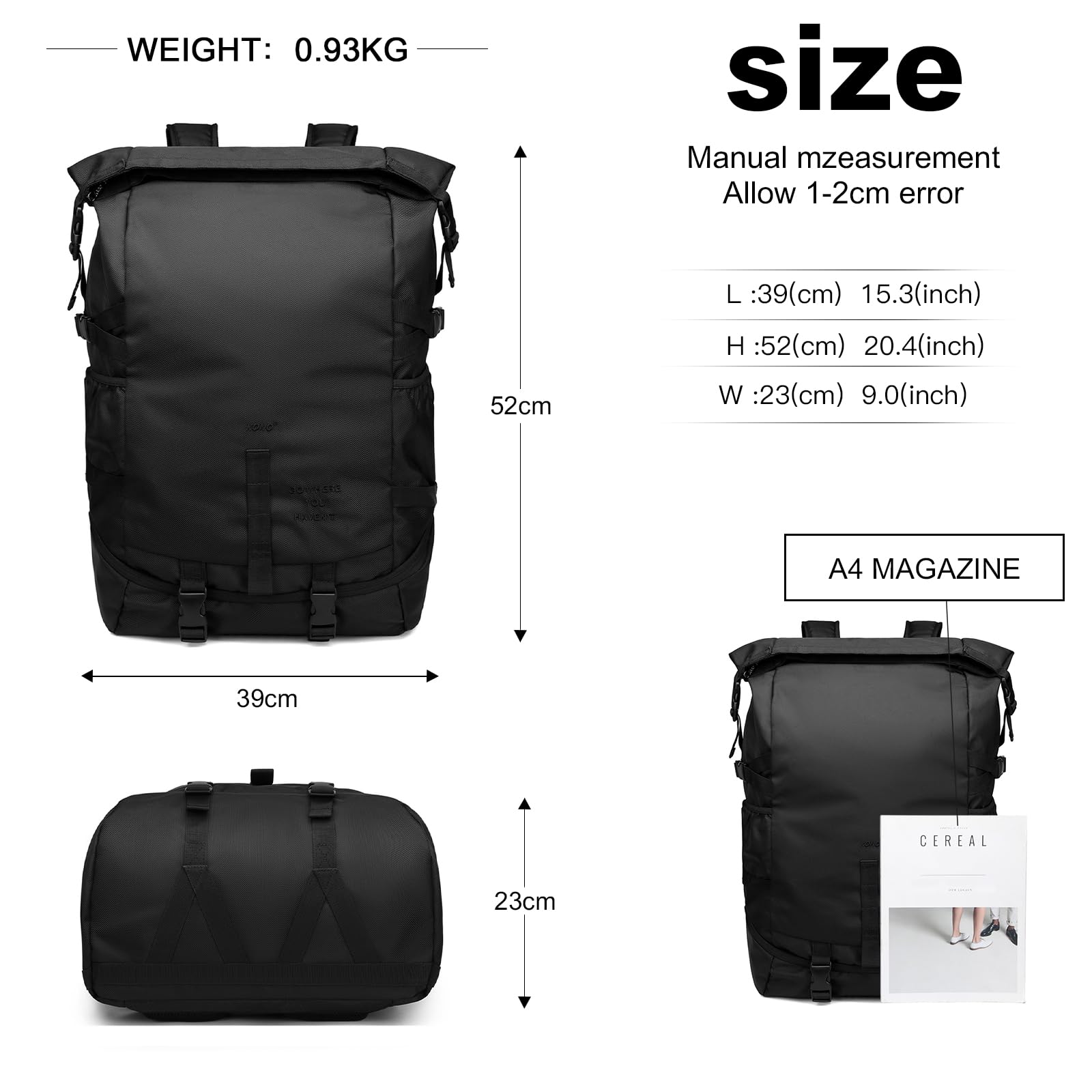 Kono Mochila Deportiva para Baloncesto Bolsa Portátil con Cuerda Negro