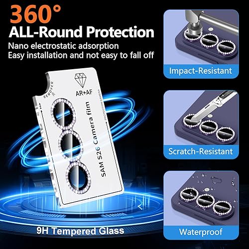 Vista 637 de para Samsung Galaxy Z Flip 7 Protector de Lente de Cámara, Cubierta de Lente de Vidrio Templado con Anillo de Metal Individual, [Fuerte Adhesión] 1