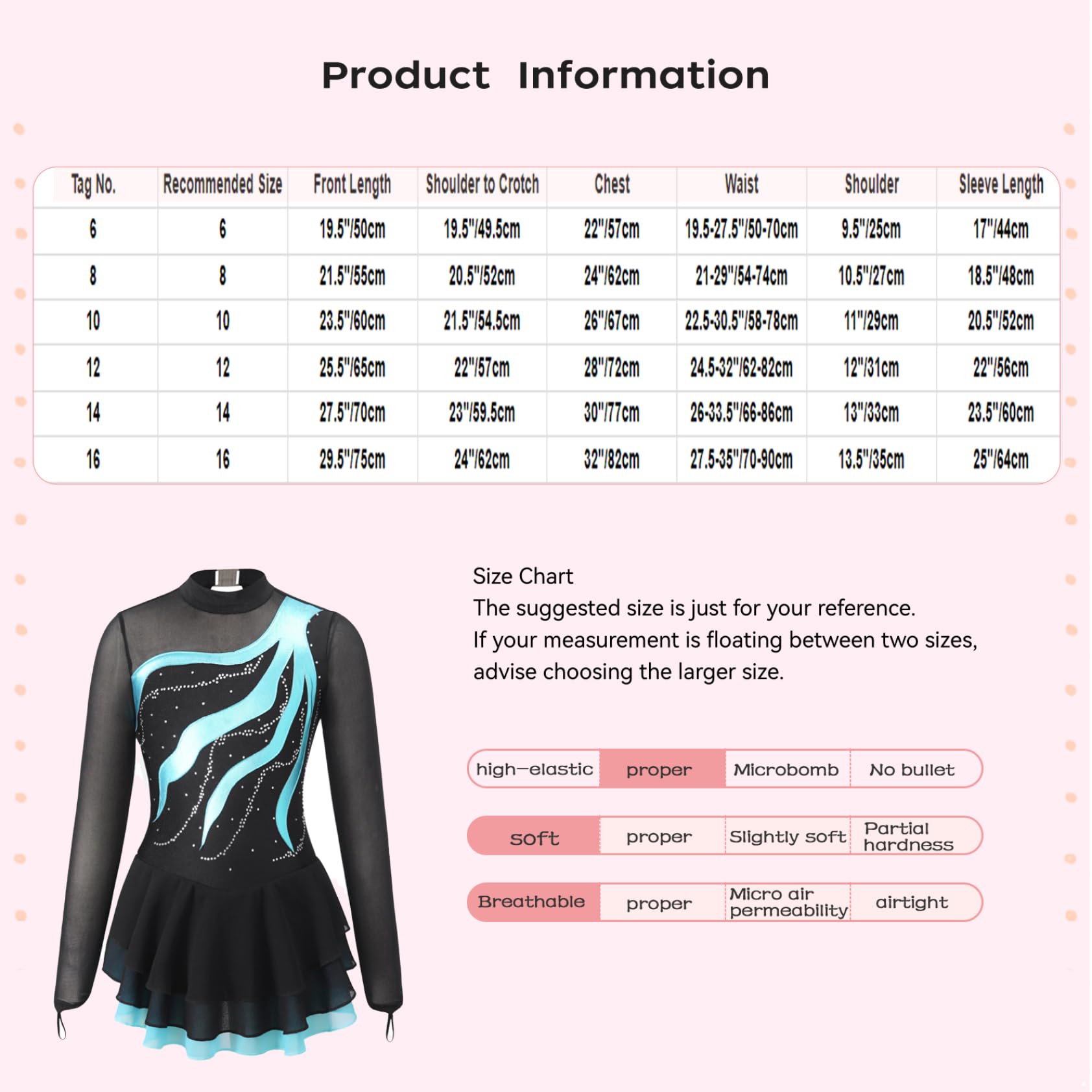 Bambino Ragazza Vestito Pattinaggio Di Artistico Strass Manica Lunga Body Vestito Concorso Spettacolo