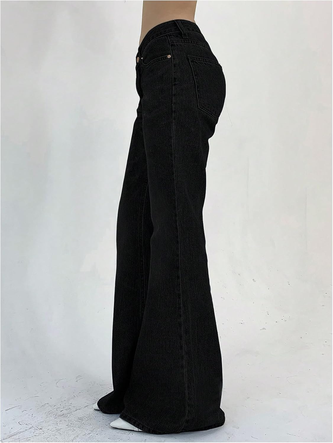 MakeMeChic Women's Bell Bottom Jeans Trendy Low Waist Flare Leggings Y2k Bootcut Denim Pants with Pockets - Image 3