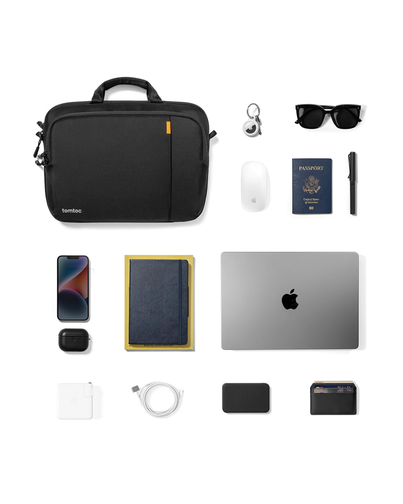 tomtoc 360° Bolsa para Portátil con bandolera para 14 Pulgadas Nuevo MacBook Pro M5 Pro/Max (2026), M5/M4/M3/M2/M1, 13,5" Surface Laptop 6/5/4/3, Ordenador Maletín Bolsa de hombro para Trabajo