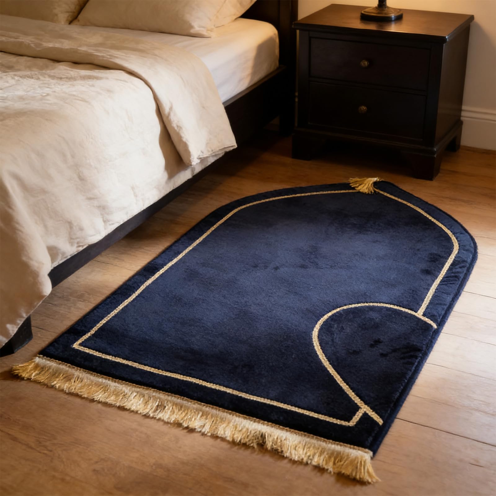 Lot de 2 tapis de prière musulmanes en flanelle épaisse avec motif demi-cœur pour couple
